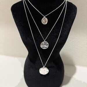 New Chloe + Isabel Silver Three-Row Paillette Graduated Pendant